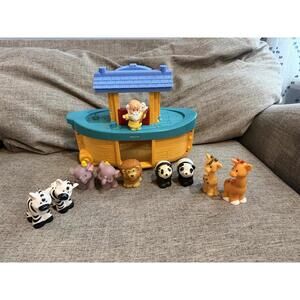 Fisher Price Little People Noahs Ark Set With 9 Animals 2005 MISSING BOTTOM DOOR